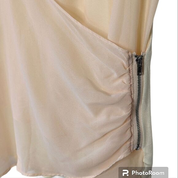 GAP Peach Chiffon Two Layer V-neck Blouse size L - Picture 4 of 13